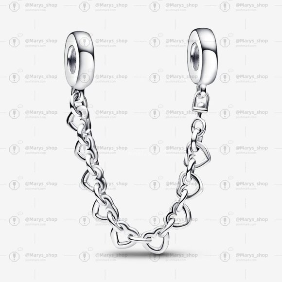 Pandora Linked Hearts Safety Chain - Picture 1 of 2